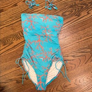 Lilly Pulitzer Strapless Coral One Piece Swim Suit Size Small